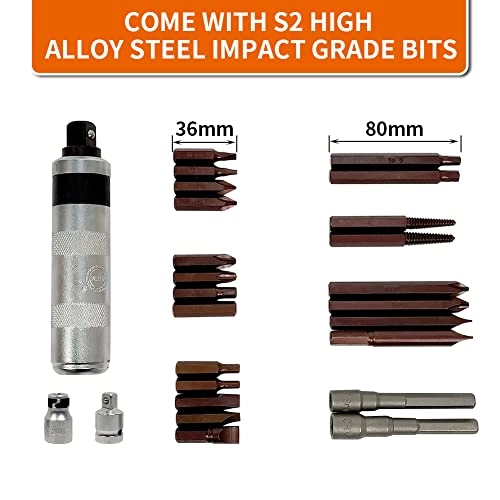 Reversible Impact Driver Slotted and Phillips Screwdriver Set (26 Pcs)