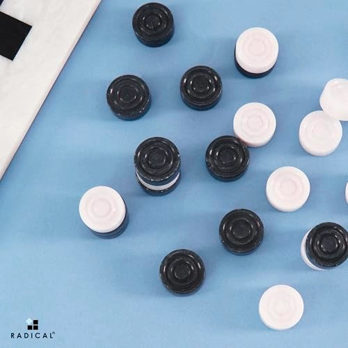 Marble Checker Figures - 32 Pieces Black and White