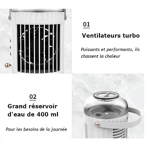 Mini Air Conditioner Fan - 400ml 3-speed three-color light