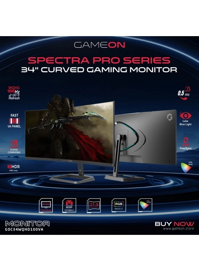 34 Inch Curved WQHD Gaming Monitor - GOC34WQHD100VA 34 in 3440x1440