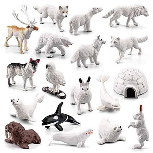OUKEYI Arctic Animals Figurines Set - Arctic Animals 18Pcs