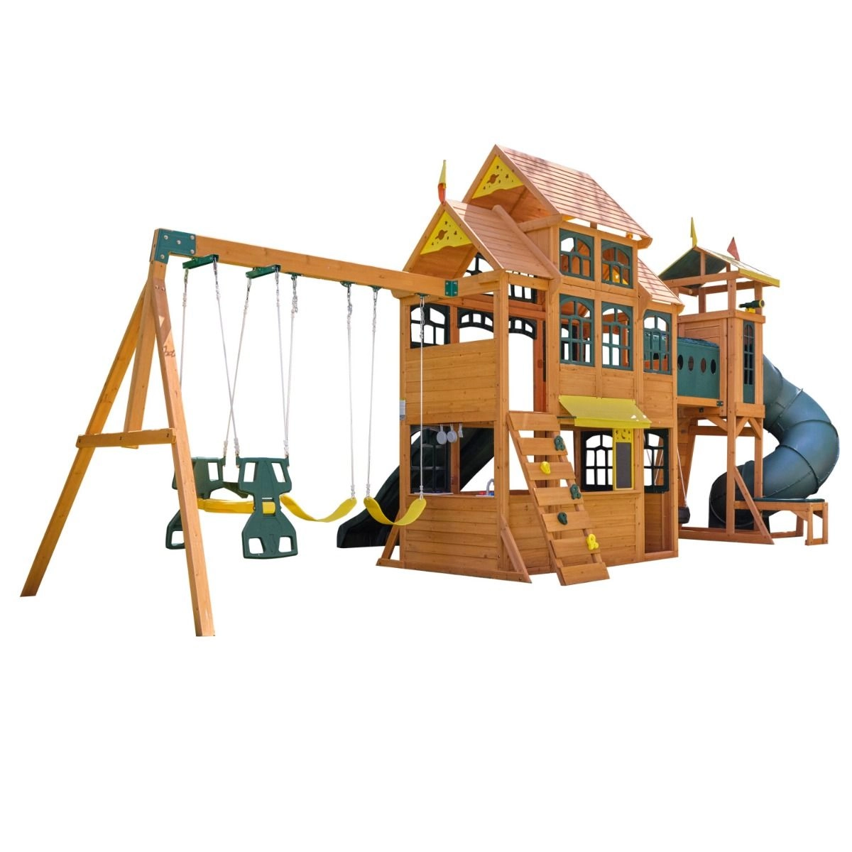 Bear Cave Lodge - Wooden Swing Set