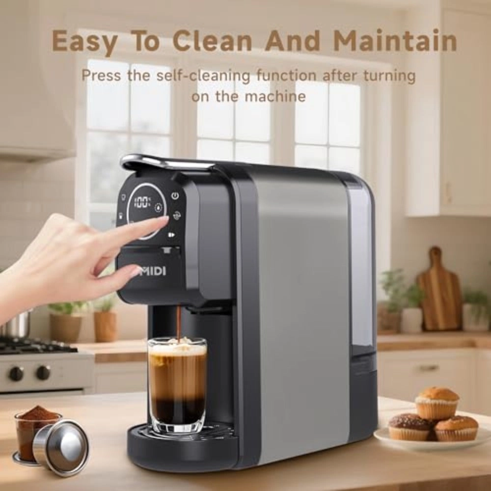 "Capsule Coffee Pod Machine with Dual Heating & Cooling System – Espresso, Cappuccino, & Latte Maker | Fast Brewing, Adjustable Temperature, Sleek Design for Home or Office"