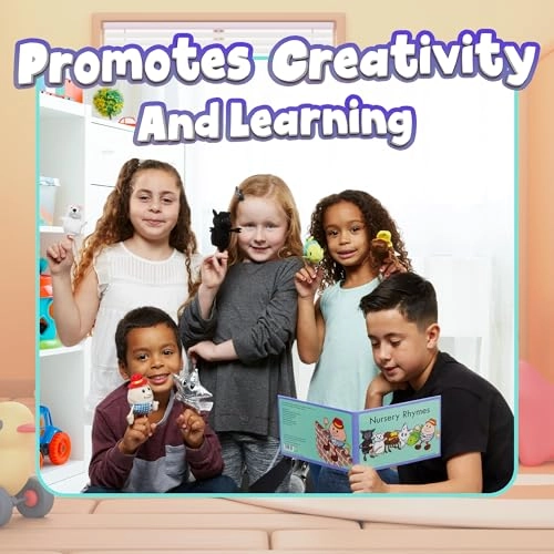 Nursery Rhymes Book - 14cm x 20cm + Finger Puppets - Character heights range from 8"" to 4""