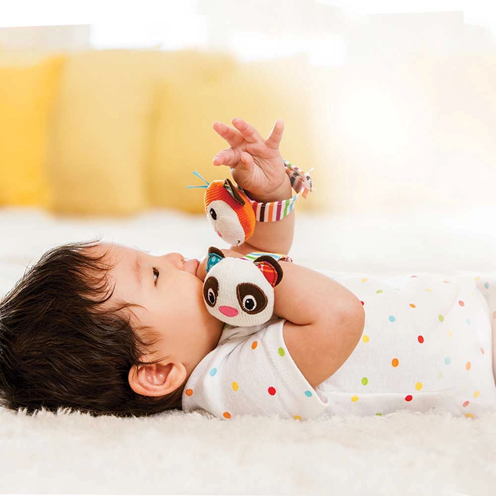 Wrist Rattles - Suitable for 3 to 9 mo Monkey/Panda