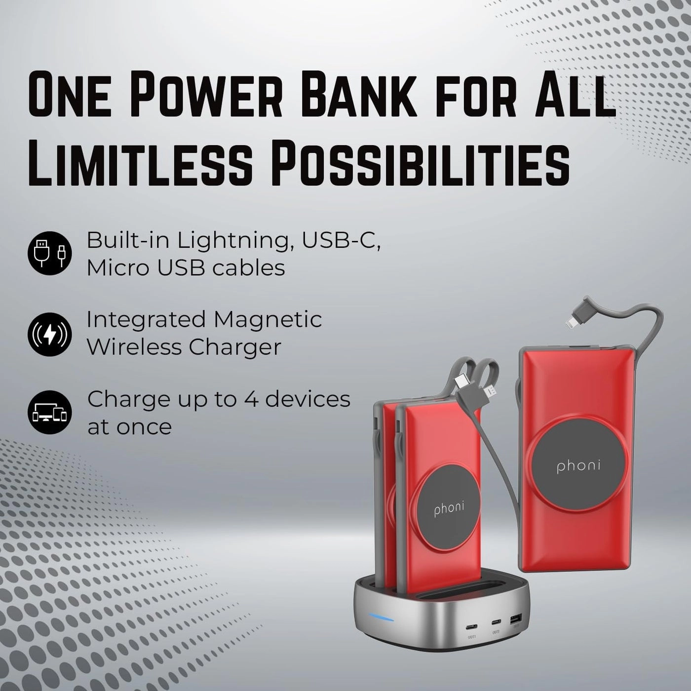 3 in 1 Magnetic Magsafe - 10000mAh 18W Fast-Charging Wireless charging