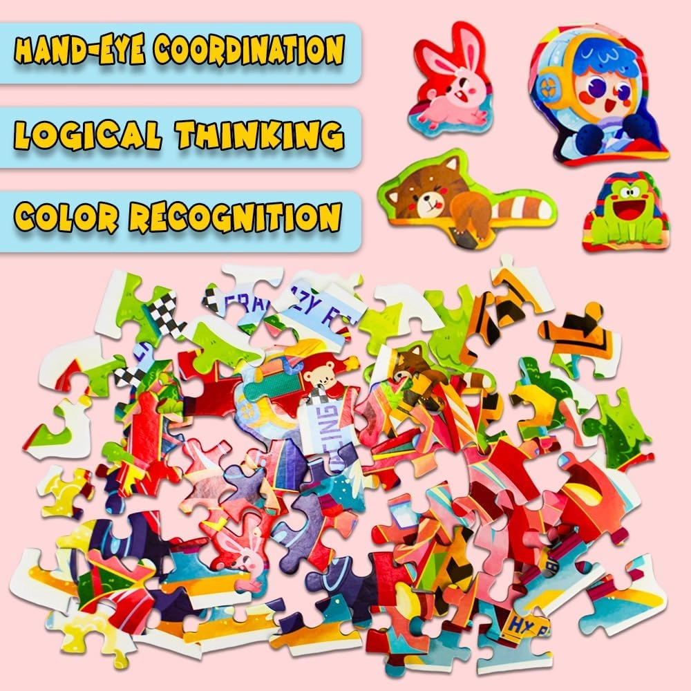 Crazy Racing Floor Puzzle - Suitable for 3 years & above 55 pieces