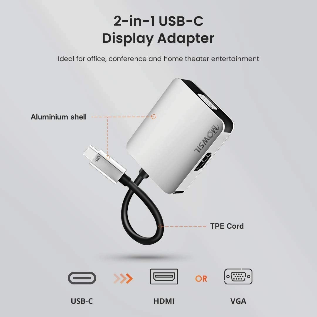 USB Type C To VGA+HDMI Converter