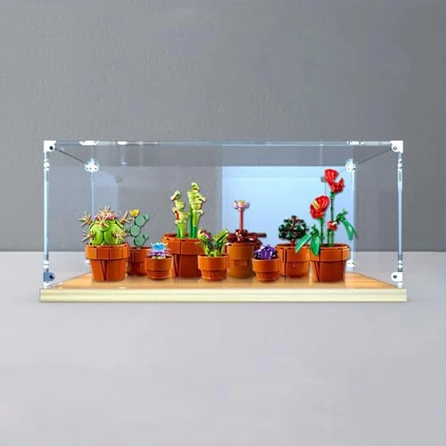 Acrylic Display Case - for Lego 10329 Tiny Plant Potting 45x20x20cm Walnut
