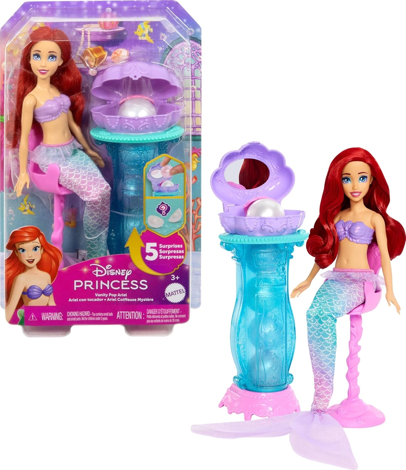 Mattel Ariel Fashion Doll - Mermaid Surprise Feature Multi-Coloured