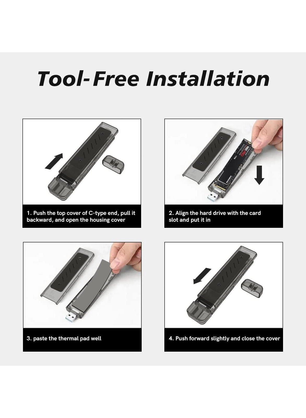 M.2 SSD Enclosure - NVMe SATA Dual Protocol 10Gbps USB-C/A