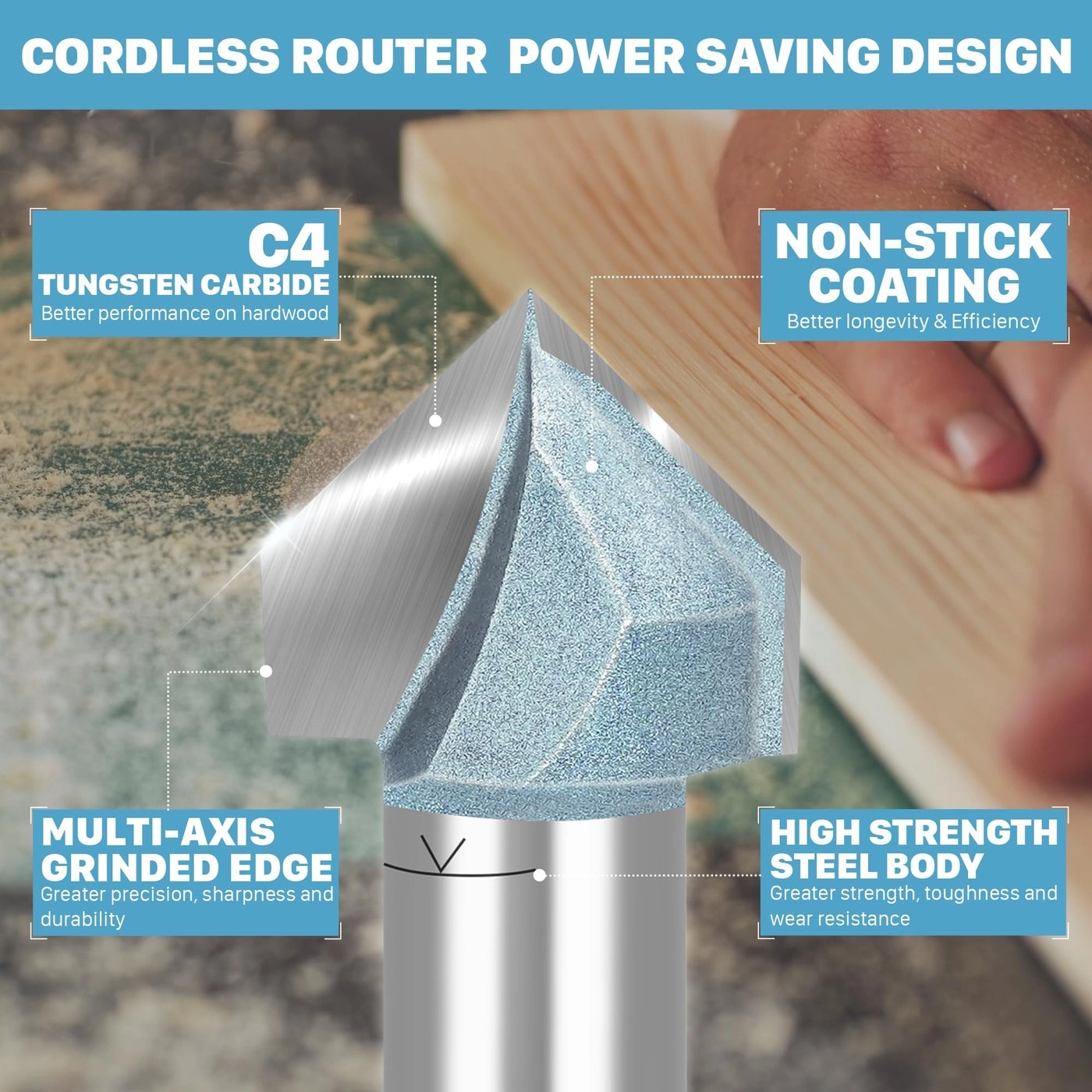 90-Degree V-Groove Router Bit - 1/2" 1/4"