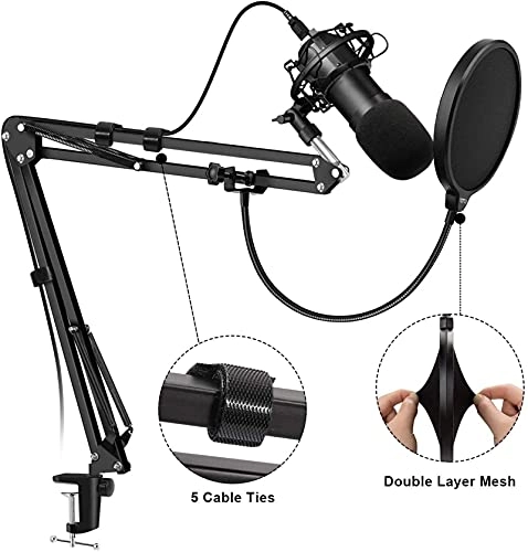 Mic Stand + Mic Clip Holder + Table Mounting Clamp + Pop Filter