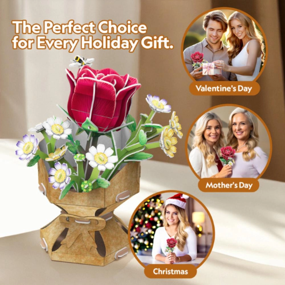 Rose Flower Bouquet 3D Puzzle (527-W3301H) - 120 pcs