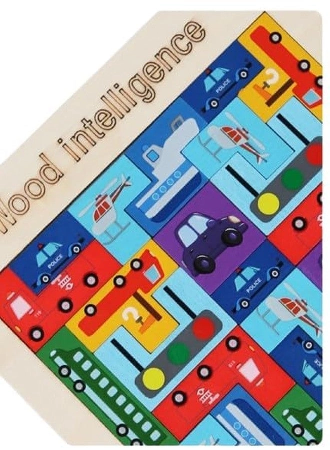 Wooden Traffic and Animals Pegged Knob Toy - 2 years+ 18 pieces Combo