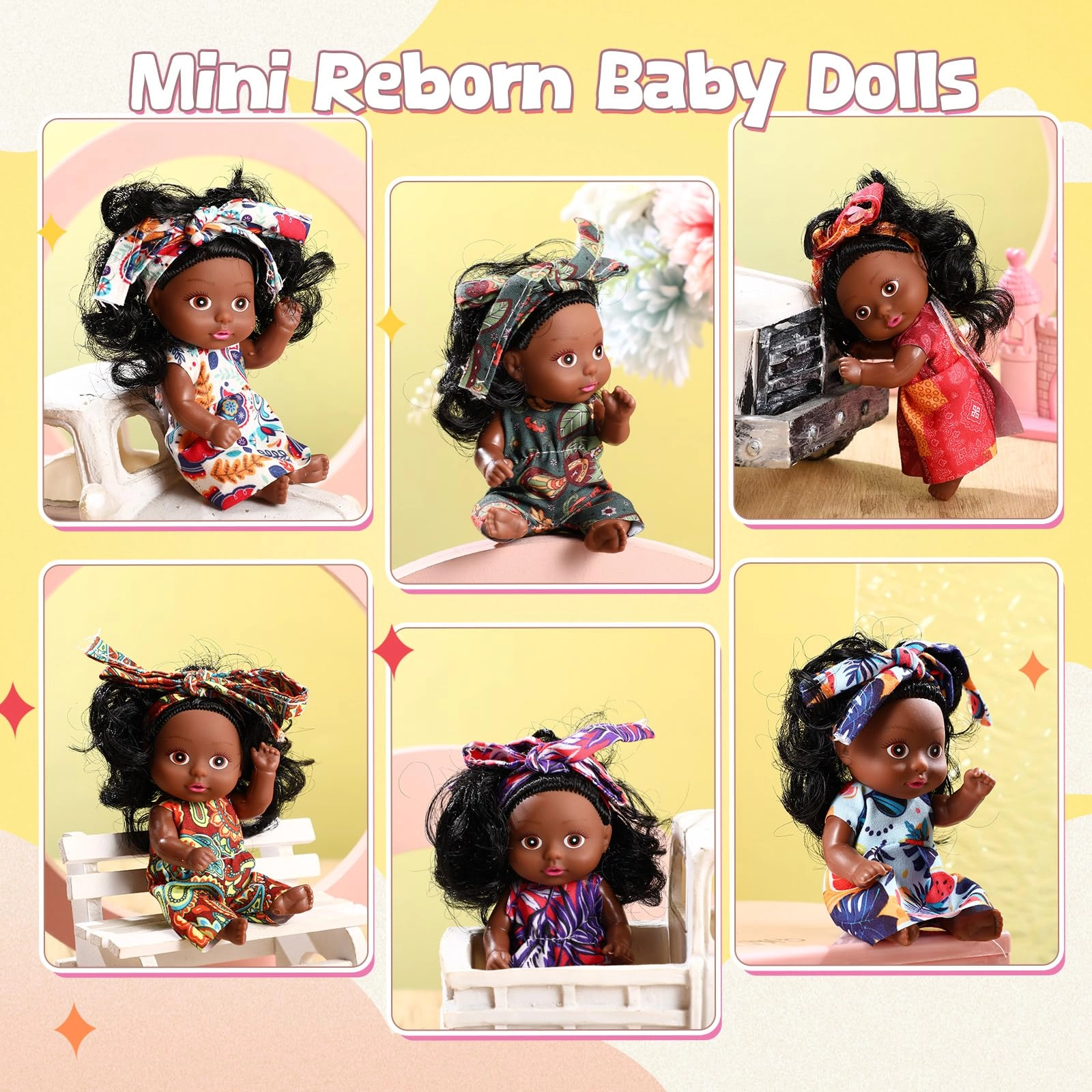 Reborn Baby Doll - 4 Inch 6 Pcs Set