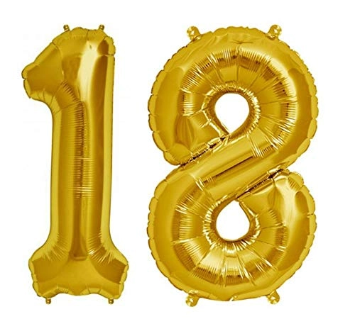 Party Time Trading LLC Number 18 Foil Balloon - 2 pcs Wedding Anniversary 18th Birthday