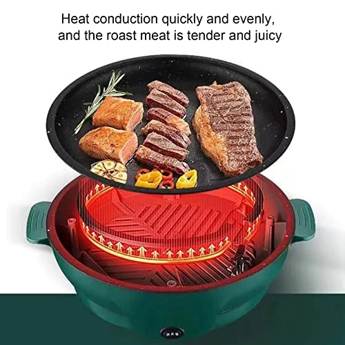 Electric BBQ Grill Plate - 26cm Double Temperature Control Automatic Power Off