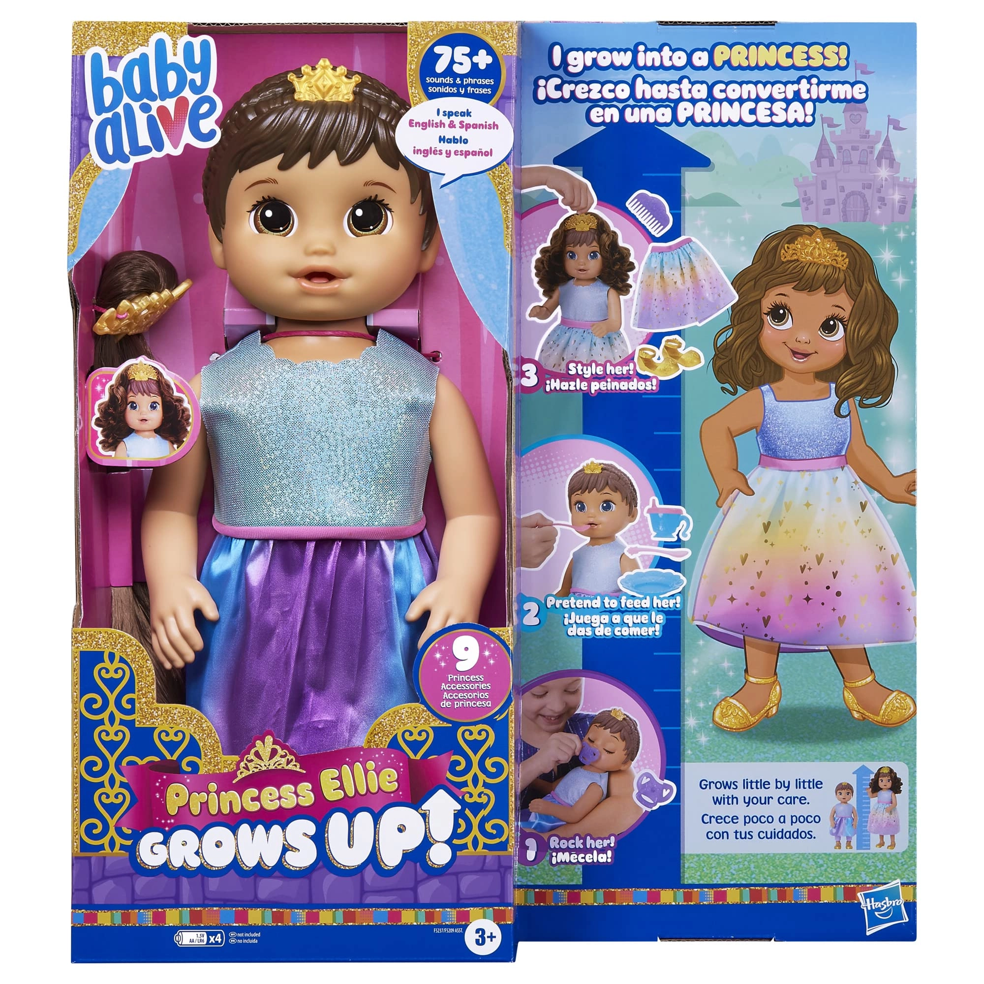 Baby Alive Princess Ellie Baby Doll - 18-Inch Brown Hair Ages 3+