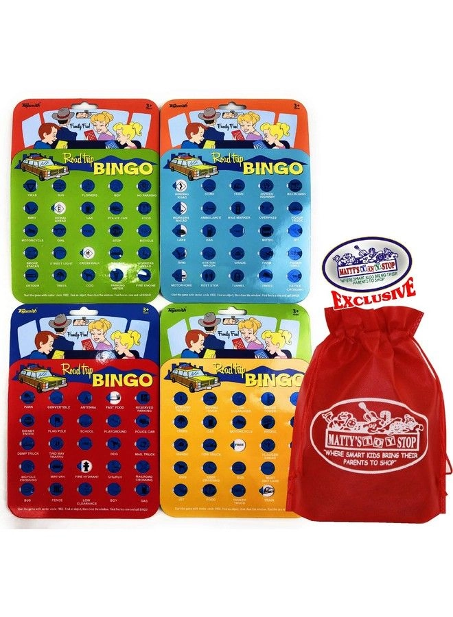Road Trip Bingo Cards - Red Blue Green Orange + Matty'S Toy Stop Storage Bag - Bonus