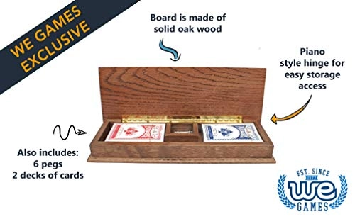 Cabinet Cribbage Set - Solid Oak 3 Track Metal Pegs