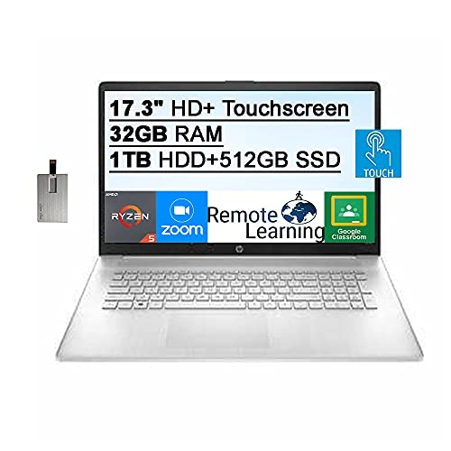 2021 17.3" HD+ Touchscreen Laptop Computer - 17.3'' Ryzen 5 32GB DDR4 1TB HDD + 512GB SSD