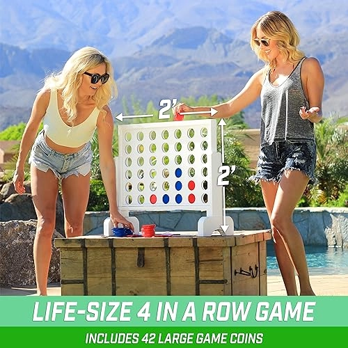 Giant 4 in a Row - 2 Foot Width Carrying Case Wood