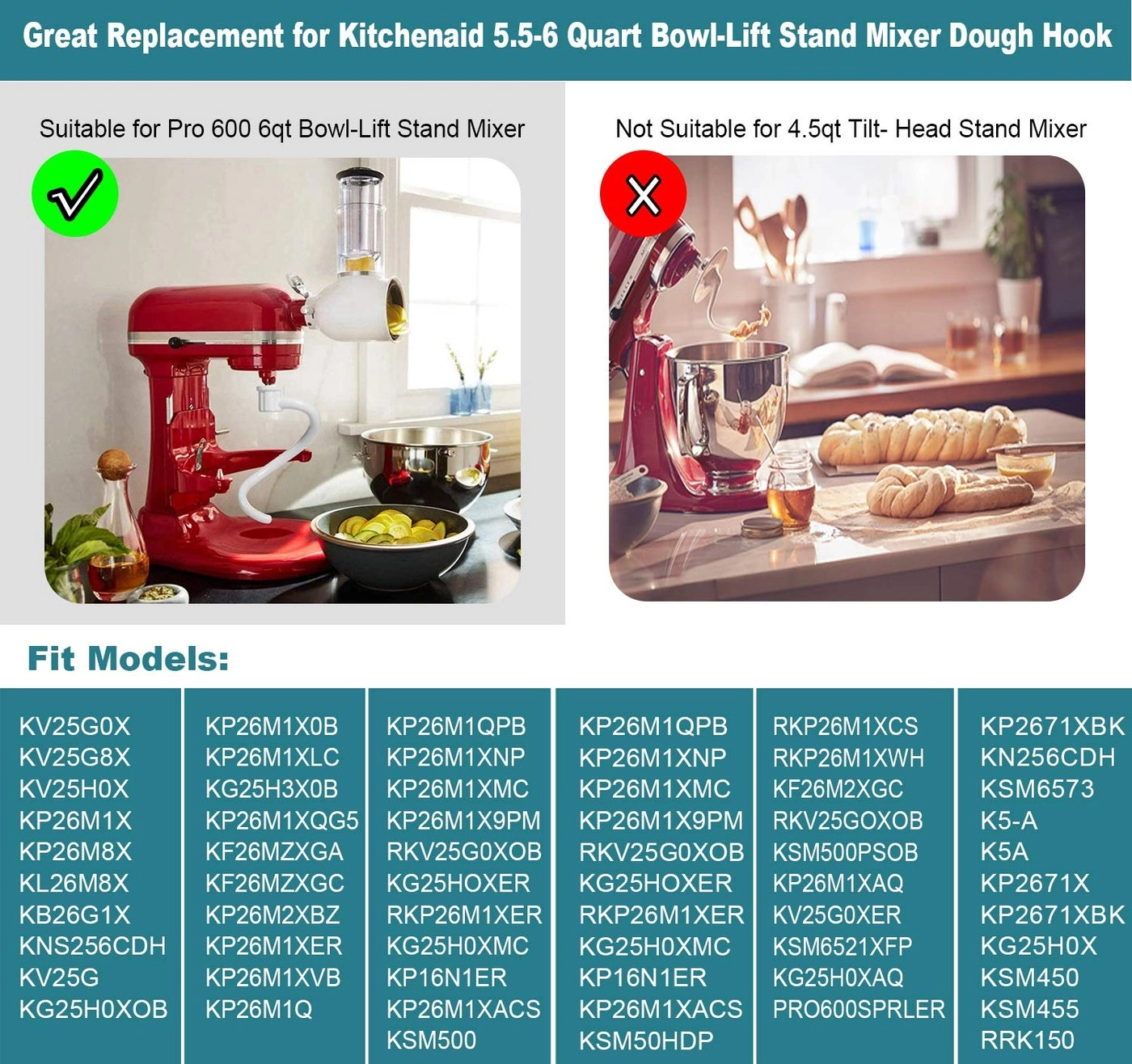 Coated Spiral Dough Hook - 6 Liters