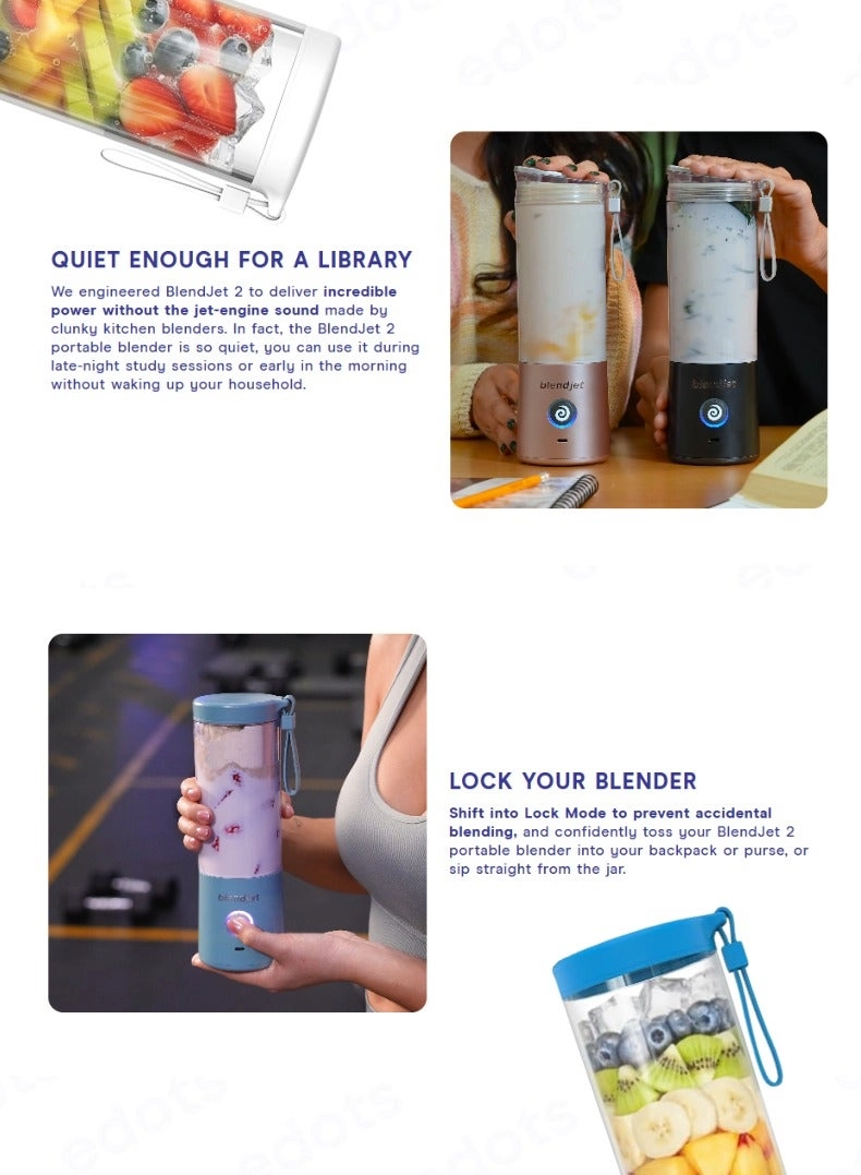 V2 Portable Blender - Compact portable design USB-C rechargeable BPA-free construction