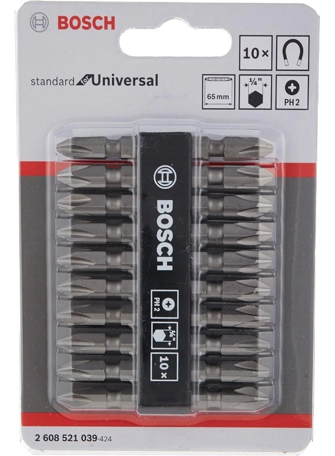 Bosch Double Ended Bit Set - 10 Pieces 65 Mm