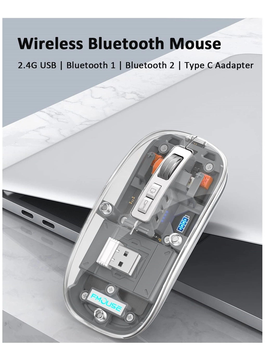 LED Rechargeable Slim Silent Mouse - Wireless