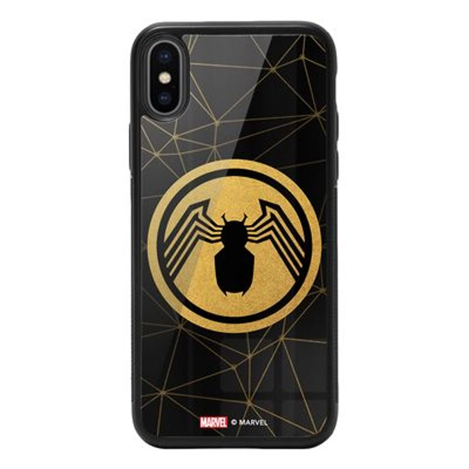 Wackylicious Spiderman Gold Collection Back Case for iPhone Xs Max - TPU Bumper Case + Tempered Glass Back