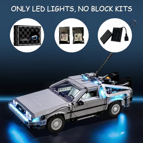 LED Light Kit for LEGO Back to The Future Time Machine Set 10300