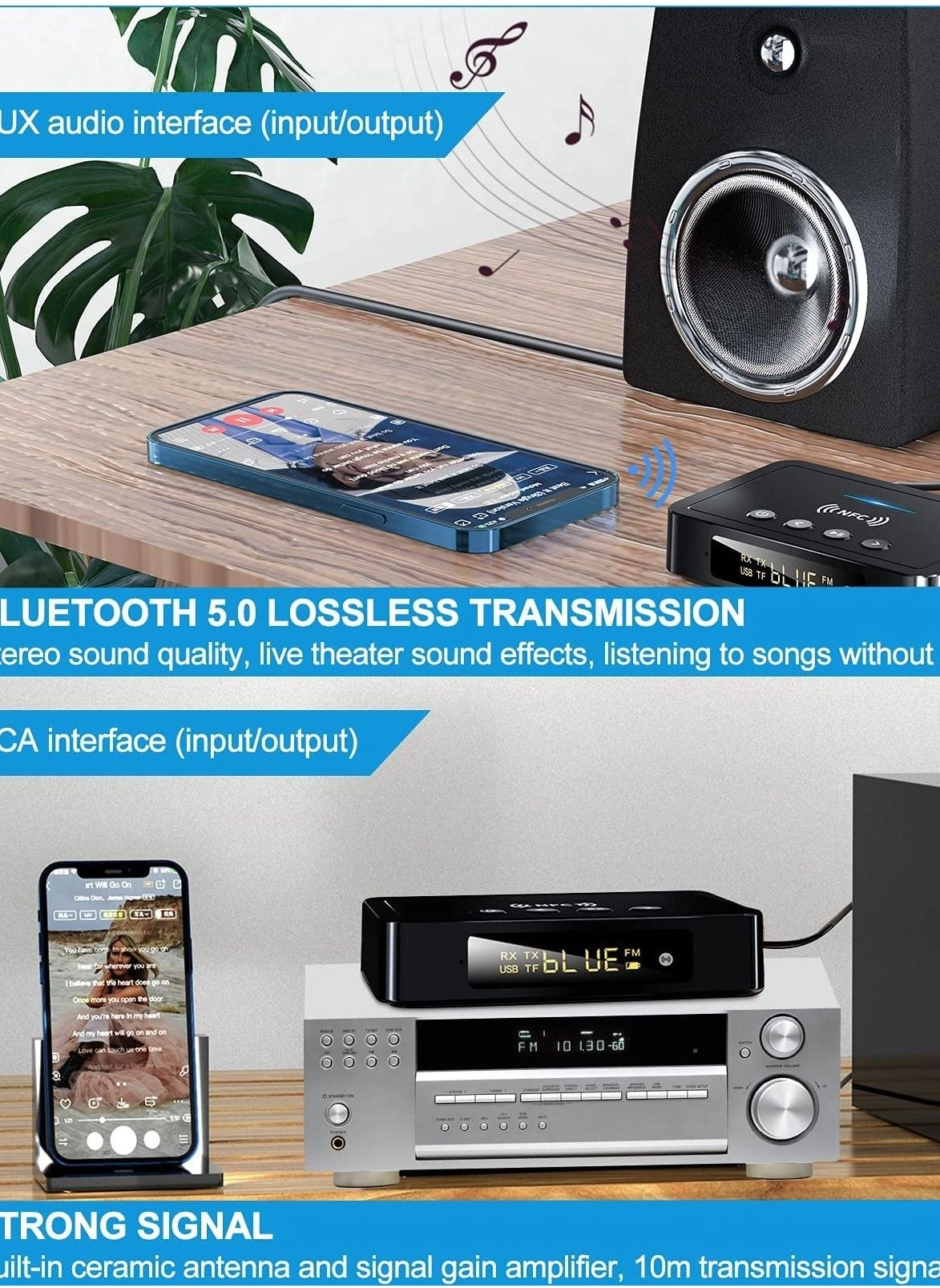 Bluetooth 5.0 Transmitter Receiver 3 in 1 Adapter 5.0