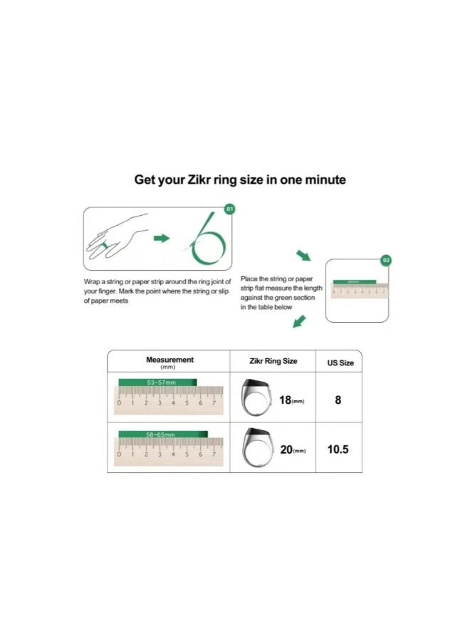 SMART Zikr Ring - Digital Counter 20mm Green