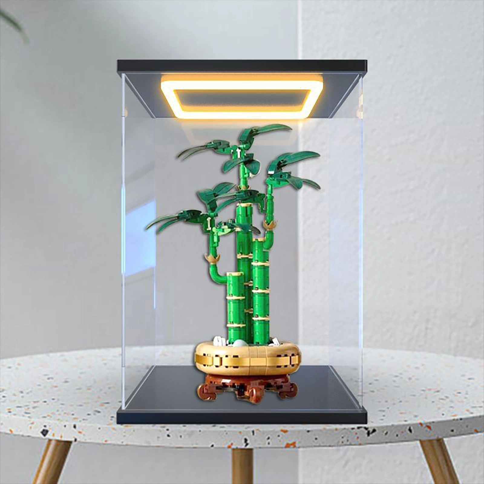 bodamaike Acrylic Display Case - 20 x 20 x 35 cm Matte Black Backlight