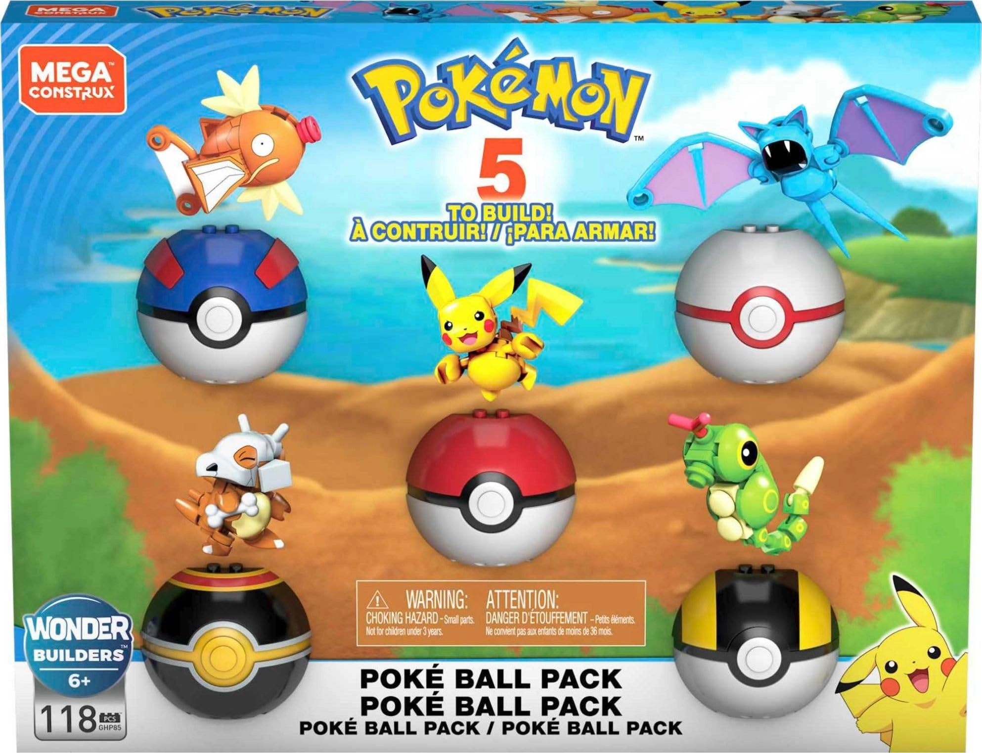 MEGA Pokemon Building Box - Cubone Zubat Caterpie Magikarp Pikachu