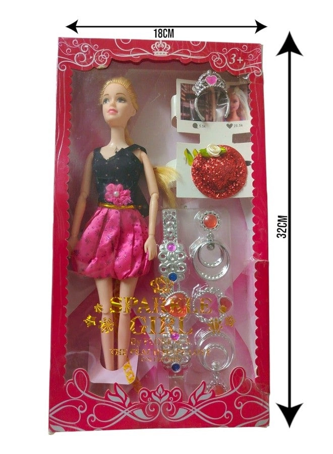 Fashion Doll - 32 cm Black & Pink Party Dress Set Ages 3+