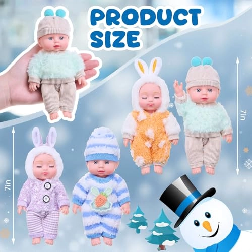Mini Reborn Baby Doll - 7 inch Polyvinyl Chloride 4 Pcs Gift Set Ages 3+