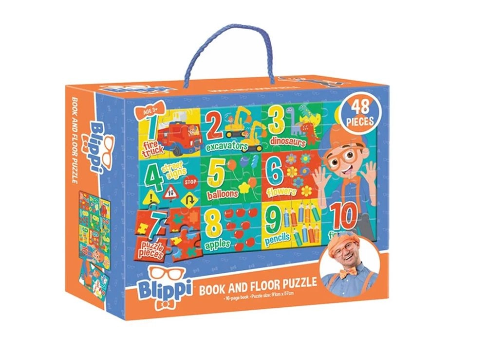 Edu Fun Blippi Book And Floor Puzzle - 3 +