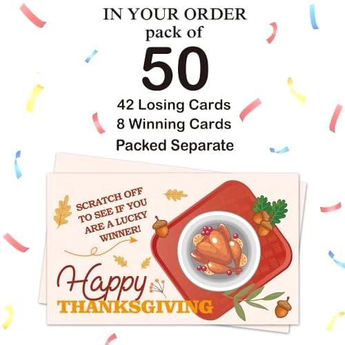 Thanksgiving Theme Scratch Off Games - Adult 50 pieces