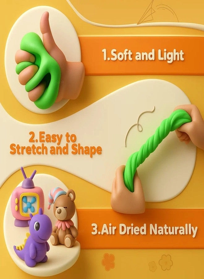 Air Dry Modelling Clay Set - Non Toxic 3 Sculpting Tools 24 pcs.