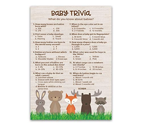 Roseum Collections Woodland Animals Baby Trivia Game - Pack of 25 Gender Neutral