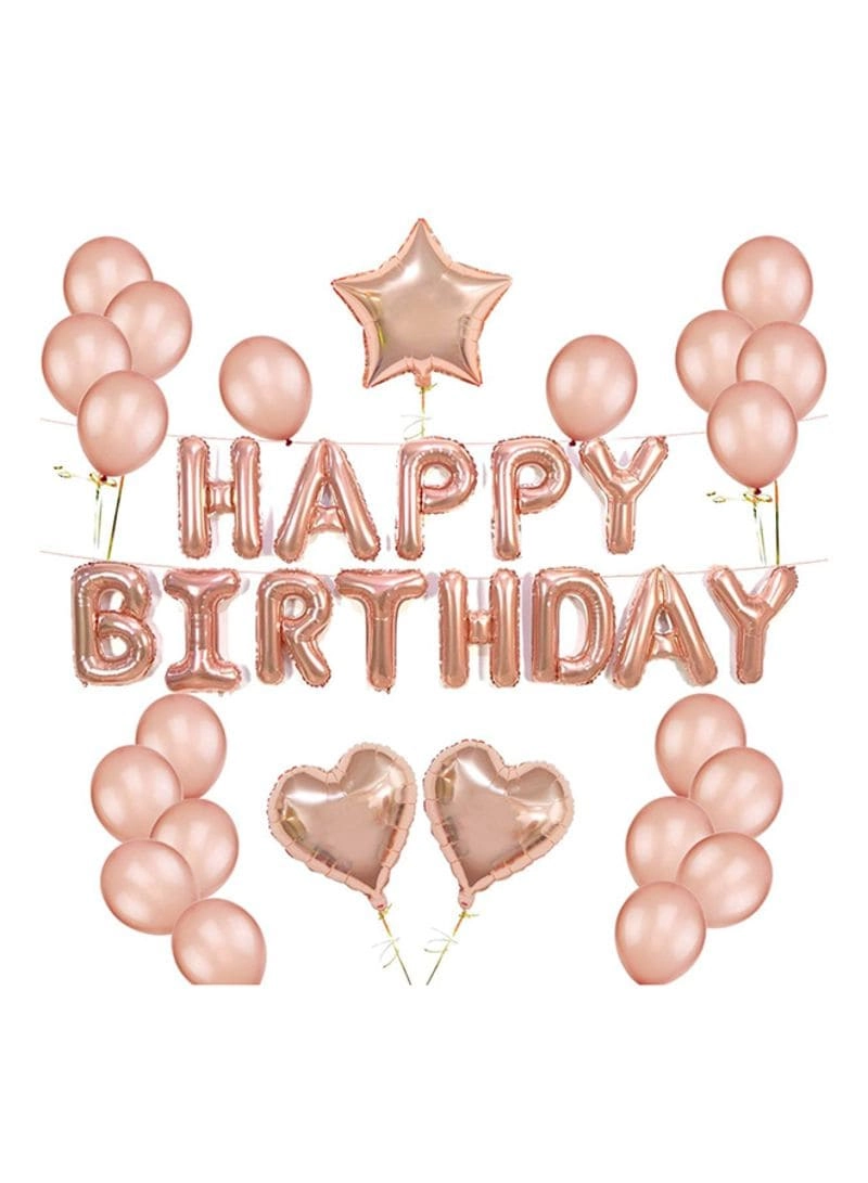 Beauenty Happy Birthday Aluminum Foil Balloon Set - Set Includes:4x Sequin Balloon, 2x Star Shape Balloon, 6x Oval Yellow Balloon, 13x Happy Birthday Shape Balloon Birthday