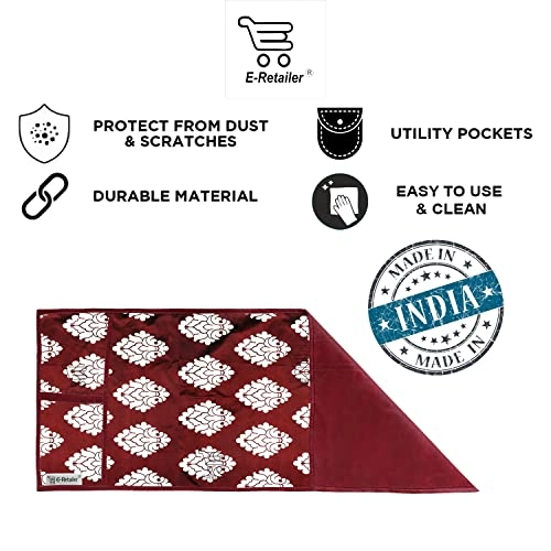 Microwave-Oven Top Cover - Polyester 3-Layered 4 Pockets Maroon