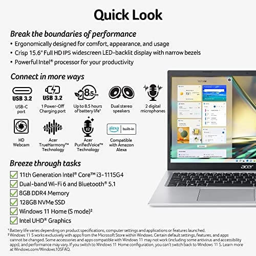 Aspire 5 A515-56 - 15.6'' Core i3-1115G4 4GB DDR4 128GB SSD