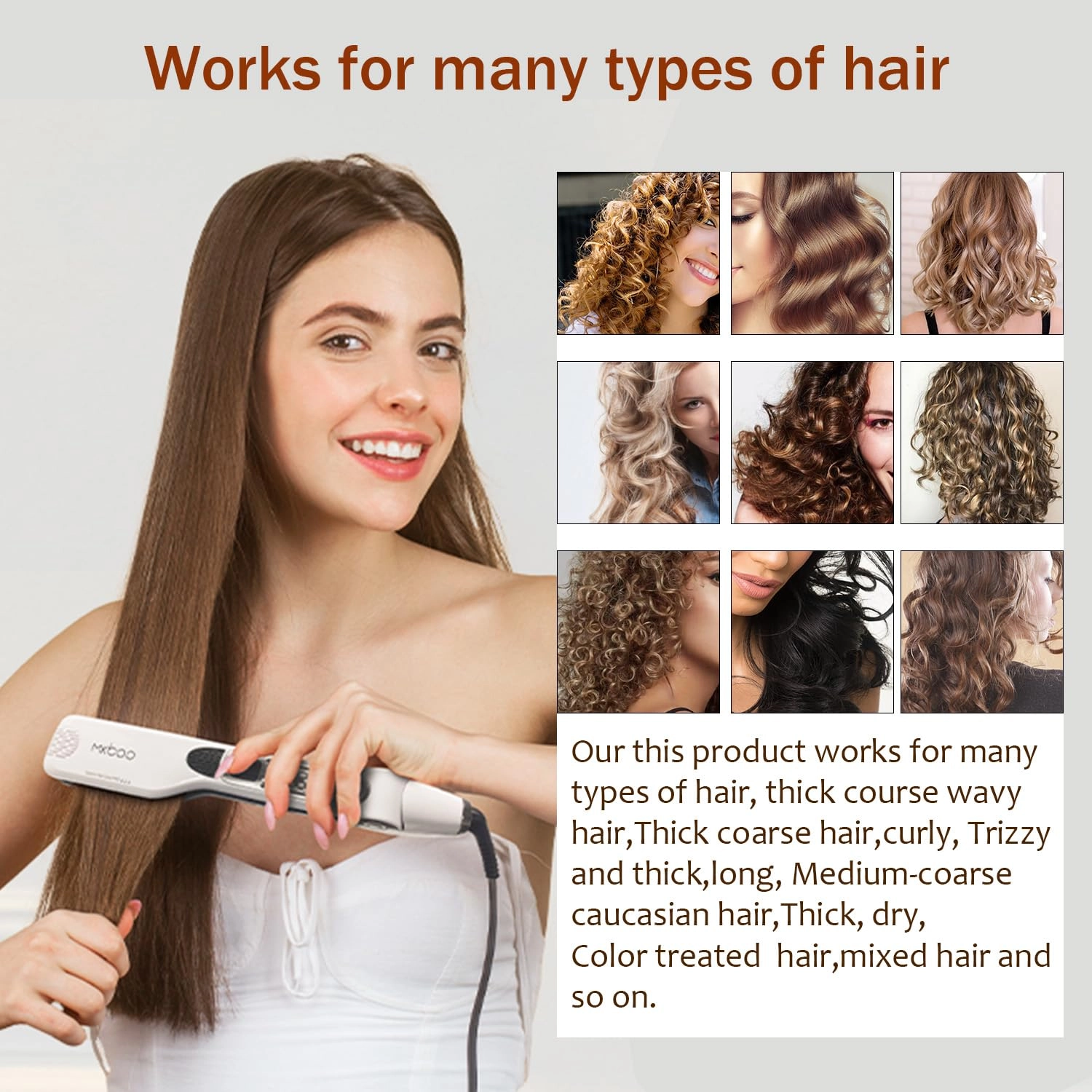 Hair Straightener with Steam - Nano Titanium Ceramic Removable Comb Digital LCD