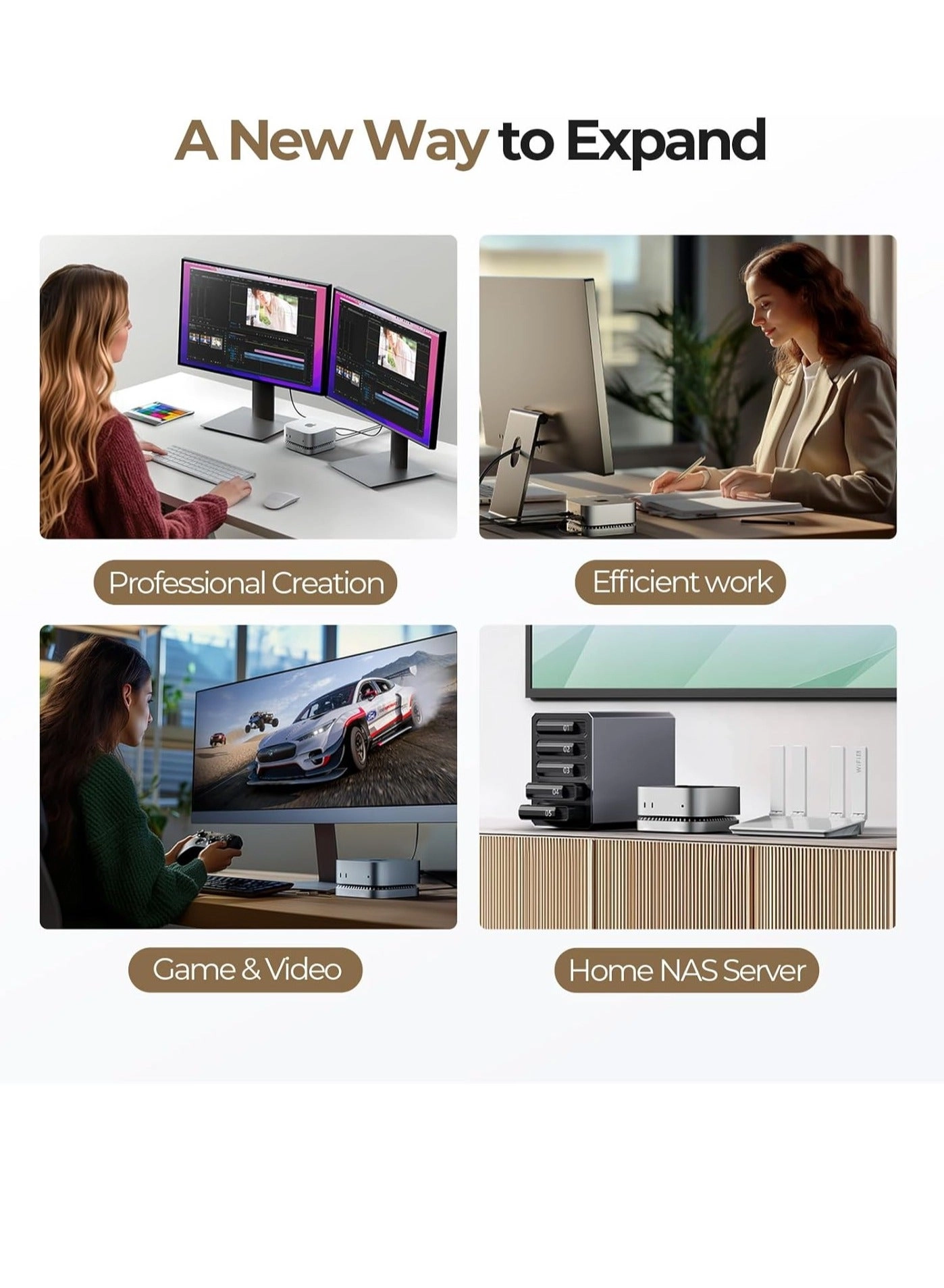 Mac Mini M4 Dock - M.2 NVMe/SATA 4K60Hz 10G USB
