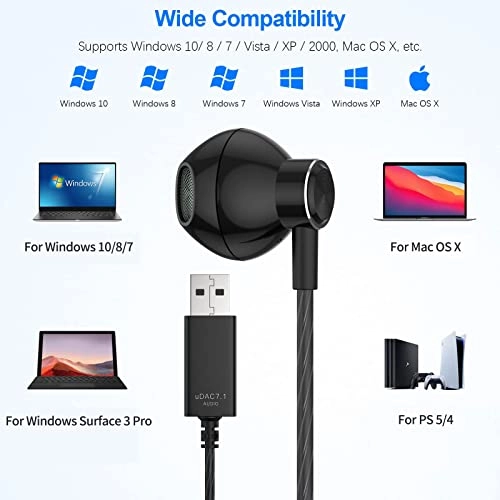 USB Computer Headphones - Wired Headset