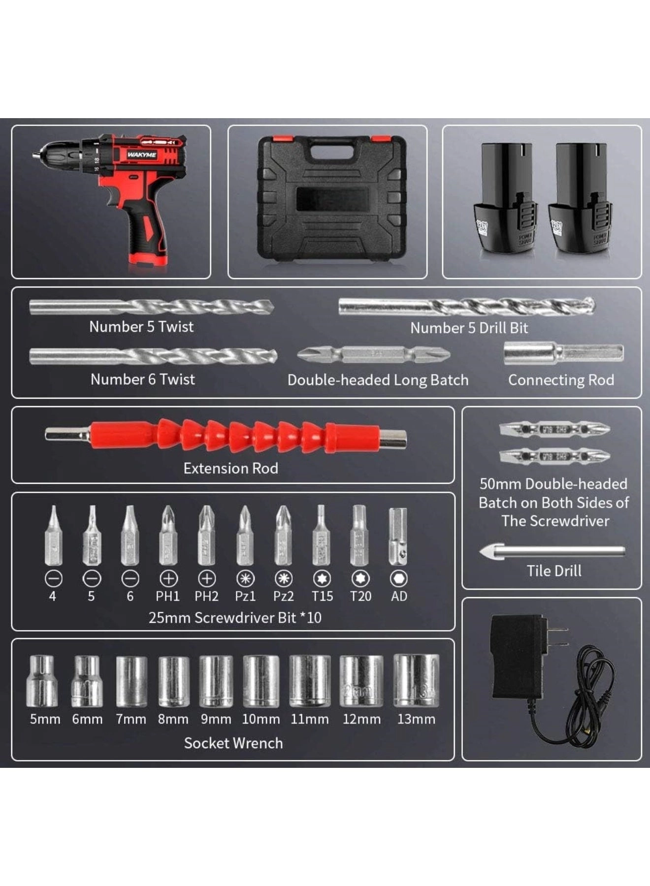Cordless Drill Driver Kit - 1500 milliampere-hour 12 Volt